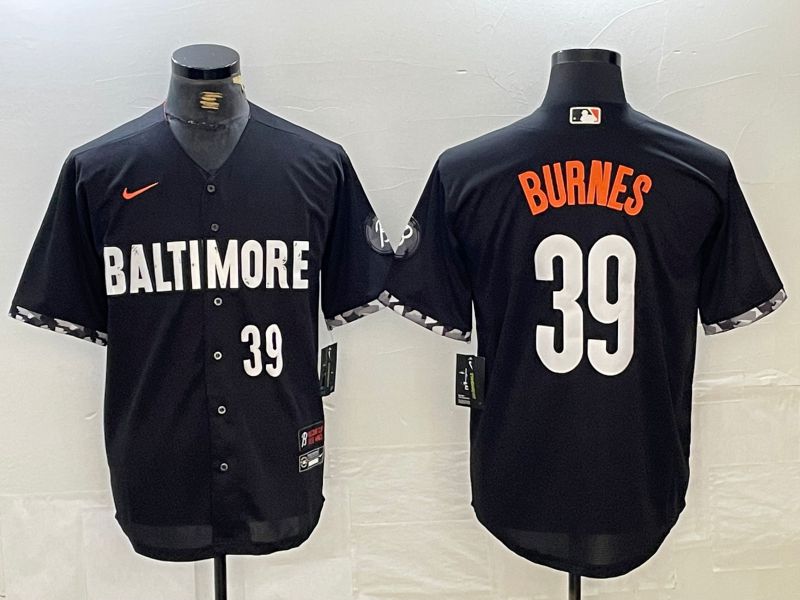 Men Baltimore Orioles 39 Burnes Black City Edition Nike 2024 MLB Jersey style 5